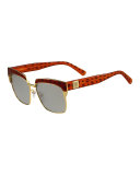 Half-Rimmed Visetos Square Sunglasses