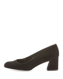 Marymid Suede Mid-Heel Pump, Black