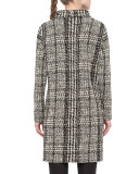 Mock-Neck Houndstooth Sweatshirt Dress, Black/Cream
