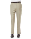 Parker Flat-Front Super 150's Trousers, Khaki