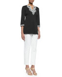 3/4-Sleeve Embroidered Tunic 