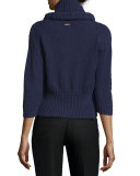 Fox-Pocket 3/4-Sleeve Cardigan, Navy