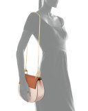 Drew Mini Colorblock Shoulder Bag, Beige/Caramel