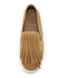 Fria Fringe Suede Slip-On Sneaker, Raw Umber