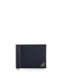 Bicolor Saffiano Leather Card Case w/ Money Clip