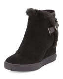 Cameron Faux-Fur Suede Wedge Bootie