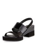 Malia Patent Mid-Heel Sandal, Black