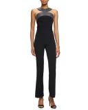Massai-Stitched Sleeveless Jumpsuit, Black