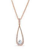18K Rose Gold & Open Teardrop Necklace with Diamonds