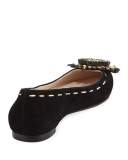 Bibbi Suede Flat with Flower