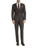 Huge Genius Micro-Textured Slim-Fit Two-Piece Suit, Brown
