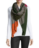 Geometric-Pattern Fan Scarf, Multicolor