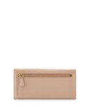 Textured Leather Continental Wallet, Beige (Cammeo)