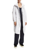 Long Cotton Twill Anorak, White
