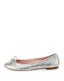 willa metallic leather ballerina flat, silver