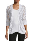 Button-Down Leopard Burnout Cardigan, White