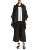 Flare-Leg Cropped Trousers, Black