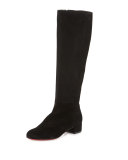 Lili Suede 30mm Red Sole Knee Boot, Black