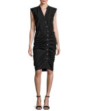 Sleeveless Ruched Poplin Shirtdress