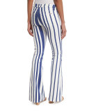 Mia Striped Flare-Leg Jeans, Navy/Multi