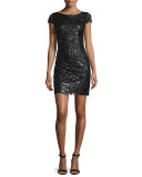 Penni Faux-Leather Lace Dress, Black