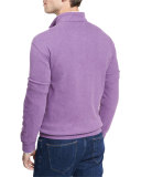 Melange Fleece Quarter-Zip Sweater, Snapdragon
