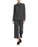 Tie-Print Pull-On Pants, Black/Shark