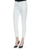 High-Rise Cropped Skinny Jeans, White