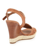 Clare Rope Wedge Sandal, Cognac