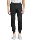 Stratham Mixed-Media Jogger Pants, Black