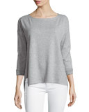 Long-Sleeve Double-Knit Top W/ Striped Facing 