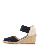 Erika Stretch Espadrille Wedge, Navy