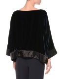 Bateau-Neck Velvet Top, Midnight