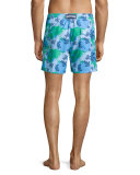 Moorea Globe & Turtle Printed Swim Trunks, Light Blue