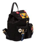 Robot Small Two-Pocket Backpack, Black/Multi (Nero)