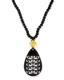 Black Tiger's Eye Necklace with Horn Pendant