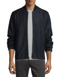 Heathered Knit Bomber Jacket, Black