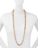 Hisia Long Hammered Bronze Link Necklace, 40"