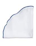 Contrast-Border Silk Pocket Circle, Blue/White