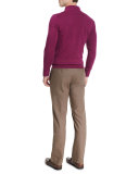 Merino Quarter-Zip Sweater, Raspberry