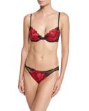 Jolie Mesh Bikini Briefs, Black/Red