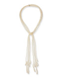 Long Six-Strand Pearl Lariat Necklace
