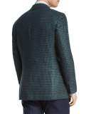 Cashmere-Blend Check Sport Coat, Teal/Navy