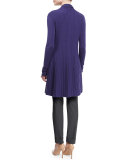 Cap-Sleeve Round-Neck Silk Blouse, Imperial Purple