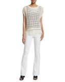 Pandora Crochet Sweater with Fringe Hem