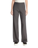 Deconstructed Wide-Leg Pants, Dark Gray