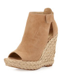Openhouse Suede Wedge Sandal, Cashew