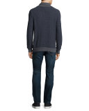 Avery Shawl-Collar Textured Cardigan, Navy