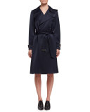 Satin Double-Breasted Trenchcoat, Navy