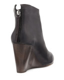Escuro Leather Wedge Bootie, Black